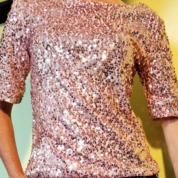 Vintage Tops - Vintage Dusty Rose Sequin Top